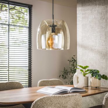Vico Drift Glass - lampe suspendue - Ø 35 x 150 cm - ambre