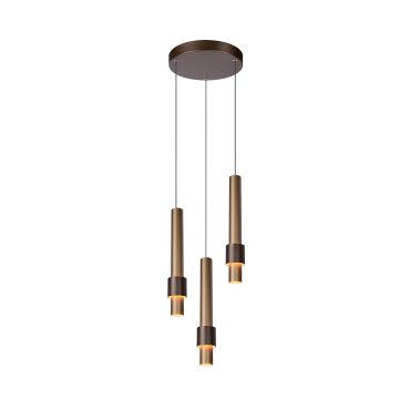 Lucide Margary - lampe suspendue - Ø 28 x 169 cm - 3 x 4W LED dimmable inclus - café