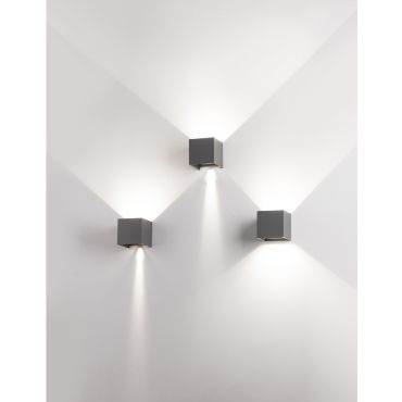 Nova Luce Como - Applique d'extérieur - 11,2 x 11,2 x 11,2 cm - 2 x 3W LED inclus - IP54 - gris foncé