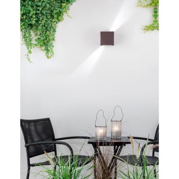 Nova Luce Como - applique murale extérieure - 11,2 x 11,2 x 11,2 cm - 2 x LED 3W inclus - IP54 - brun antique