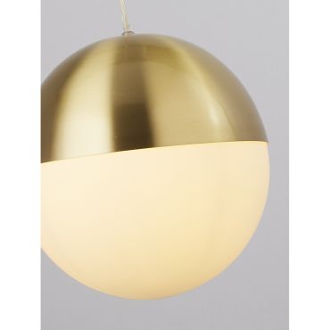 Searchlight Endor - lampe suspendue - Ø 25 x 150 cm - laiton satiné et blanc opale