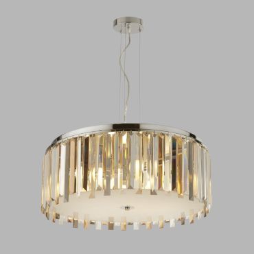 Searchlight Clarissa - lampe suspendue - Ø 60 x 150 cm - ambre et chrome