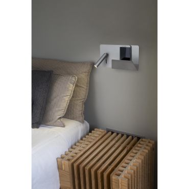 Faro Suau Right - applique murale avec interrupteur et port USB - 28 x 12 x 15,5 cm - 3W LED inclus - argenté