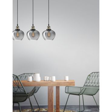 Nova Luce Cedro - lampe suspendue 3L - 80 x 130 cm - verre fumé