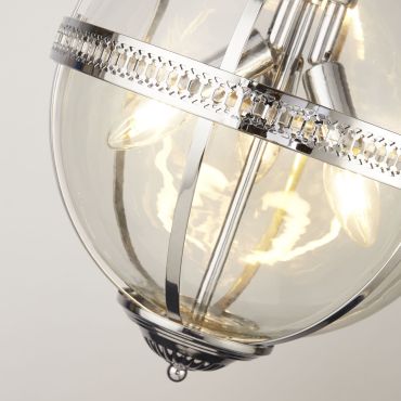 Searchlight Coronet - lampe suspendue - Ø 32 x 120 cm - chrome et transparent
