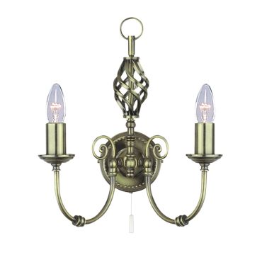 Searchlight Zanzibar - applique murale avec interrupteur à tirette - 27 x 33 cm - laiton antique