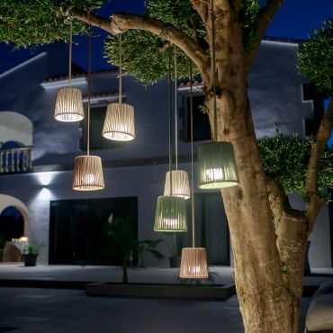 New Garden Conta Mini - lampe suspendue avec source lumineuse rechargeable et télécommande - Ø14,5 x 314,6 cm - 3,5W LED inclus - IP54 - taupe