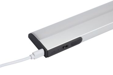 Integral LED - éclairage d'armoire rechargeable avec capteur de mouvement de la main - 1,4 x 4,5 x 26,1 cm - LED dimmable de 1,4 W incluse - aluminium