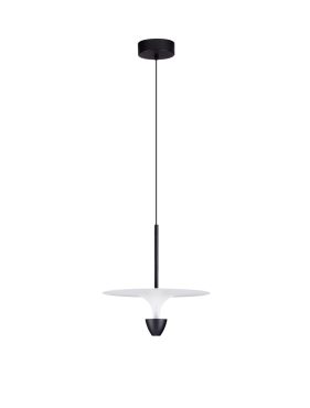 Nova Luce Luet - lampe suspendue - Ø 34 x 180 cm - 11W LED inclus - noir sablé et blanc