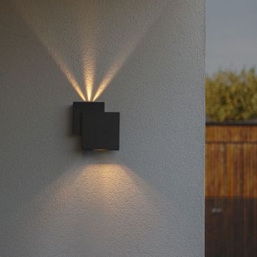 Lutec Rialto - Applique d'extérieur - 6,4 x 19,5 x 19,5 cm - 21W LED inclus - IP44 - noir mat