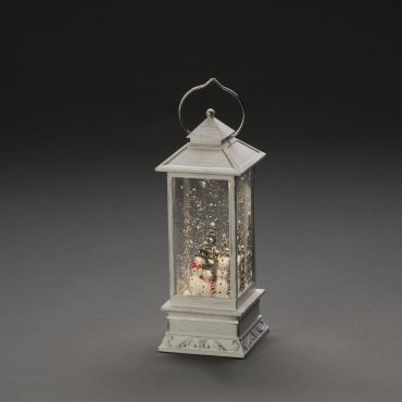 MODÈLE D’EXPOSITION - Konstsmide Christmas lights - lanterne décorative à piles avec bonhommes de neige - 10,5 x 10,5 x 27,5 cm - blanc