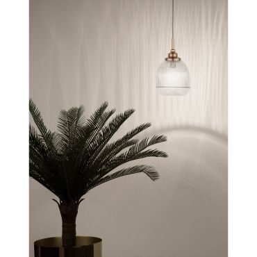 Nova Luce Mond - lampe suspendue - Ø 15 x 120 cm - or satiné et transparent