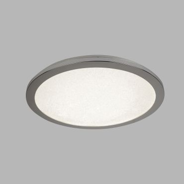 Searchlight Flush - plafonnier - Ø 40 x 2,5 cm - 24W LED inclus - IP44 - chrome