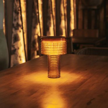 New Garden Amber - lampe de table rechargeable à énergie solaire - Ø 16 x 25 cm - LED 3,6W incl. - variateur d'intensité à 3 niveaux - IP44 - ambre