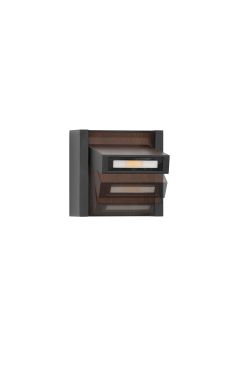 Nova Luce Kioo - applique murale extérieure - 14 x 14 x 8 cm - 10W LED inclus - IP65 - noir sablé et bois