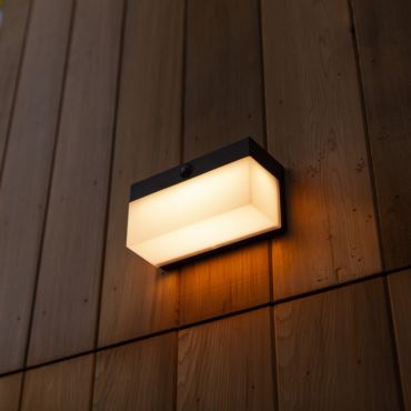 Lutec Fran - applique solaire extérieure avec détecteur de mouvement - smart lighting - Lutec Connect - 18 x 7,9 x 9,1 cm - 9,7W LED inclus - IP44 - noir