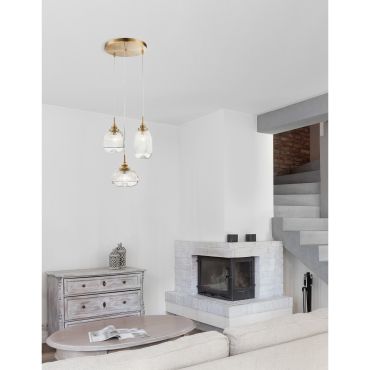 Nova Luce Mond - lampe suspendue - Ø 49 x 120 cm - or satiné et transparent
