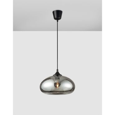 Nova Luce Savaz - lampe suspendue - Ø 28 x 120 cm - noir et chrome