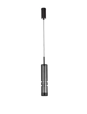 Nova Luce Bento - lampe suspendue - Ø 8 x 180 cm - 12W LED inclus - noir mat et gris fumé clair