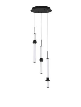 Nova Luce Stalactite - lampe suspendue - Ø 35 x 170 cm - 18W dimmable LED inclus - noir sablé
