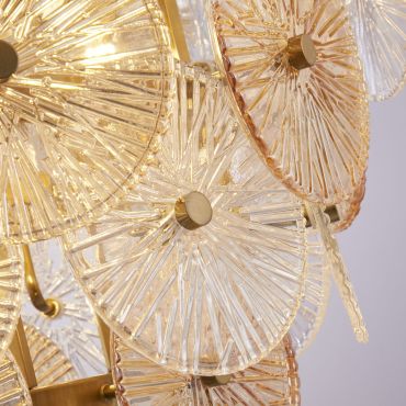 Searchlight Wagon - lampe suspendue - Ø 64 x 150 cm - or, transparent et ambre