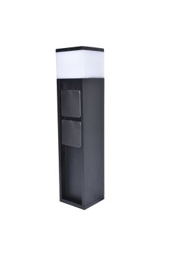 Lutec Mains - poteau de jardin avec prises - éclairage intelligent - 8 x 8 x 36,7 cm - 11W LED inclus - IP44 - noir - 2 prises latérales (version néerlandaise)