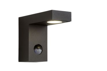 Lucide Texas - Applique d'extérieur avec détecteur de mouvement - 6 x 15 x 12 cm - 6W LED inclus - IP54 - anthracite