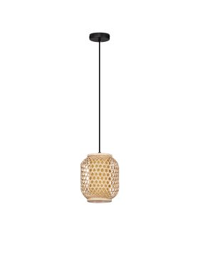 Nova Luce Asma - lampe suspendue - Ø 20 x 150 cm - rotin et noir sablé