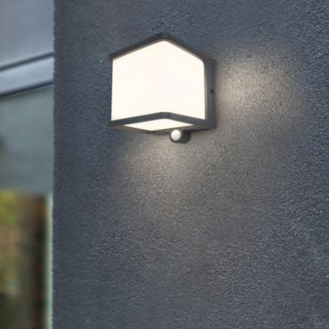 Lutec Doblo - Applique d'extérieur avec capteur solaire - 11 x 12,9 x 11 cm - 7,5W LED inclus - IP54 - gris foncé - blanc