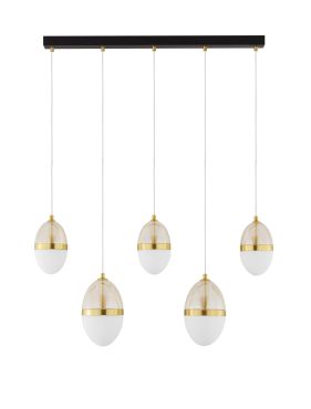 Nova Luce Egna - lampe suspendue - 86 x 120 x 15 cm - 58W LED inclus - opale, verre cognac, or et noir