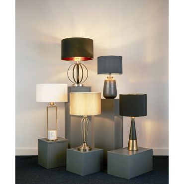 MODÈLE D’EXPOSITION - Searchlight - lampe à poser - Ø 35 x 62 cm - blanc et or