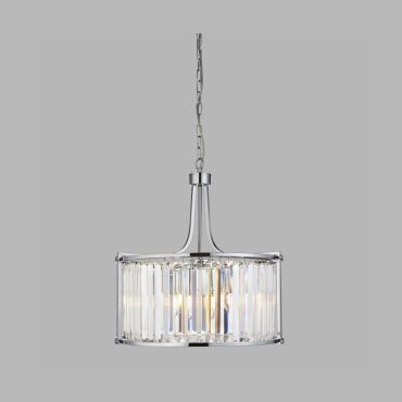 Searchlight Victoria - lampe suspendue - Ø 50 x 150 cm - chrome et transparent