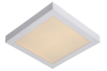 Lucide Brice-Led - plafonnier - 30 x 30 x 3,9 cm - 30W LED dimmable inclus - IP44 - blanc