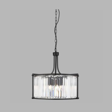 Searchlight Victoria - lampe suspendue - Ø 50 x 150 cm - noir mat et transparent