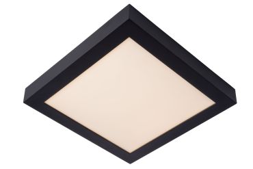 Lucide Brice-Led - plafonnier - 30 x 30 x 3,9 cm - 30W LED dimmable inclus - IP44 - noir