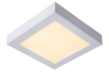 Lucide Brice-Led - plafonnier - 22 x 22 x 3,9 cm - 22W LED dimmable inclus - IP44 - blanc
