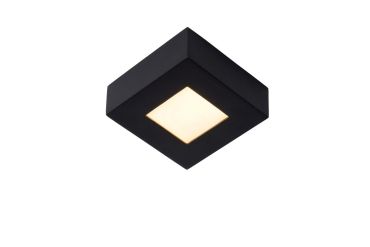Lucide Brice-Led - plafonnier - 10,8 x 10,8 x 3,9 cm - 8W LED dimmable inclus - IP44 - noir