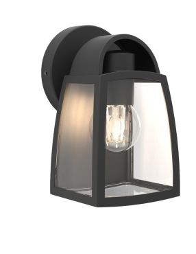 Lutec Kelsey - applique murale extérieure - 12 x 12 x 20 cm - IP44 - verre transparent - noir