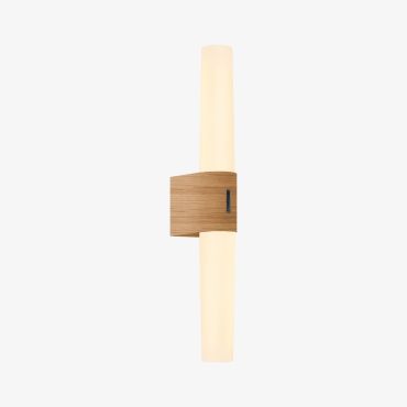 Nordlux Helva Double Basic - applique murale - 10,6 x 5,7 x 42,5 cm - 9W LED inclus - IP44 - feuille de bois