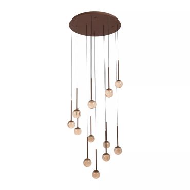 Lucide Calina - lampe suspendue - 69,9 x 209,3 cm - 12 x 7W LED dimmables incluses - température de couleur réglable - café