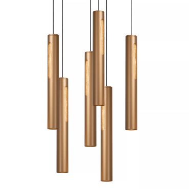 Lucide Griffith - lampe suspendue - Ø 38 x 236,5 cm - 6 x 7,6W LED dimmable inclus - bronze