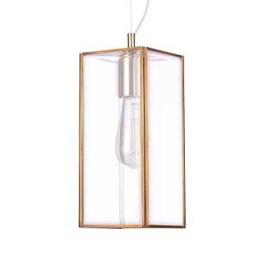 Nova Luce Flavio - lampe suspendue - 32 x 13 x 130 cm - transparent et laiton antique