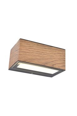 Lutec Gemini - applique murale extérieure - 14 x 8,9 x 6,5 cm - 10,5W LED inclus - IP54 - bois
