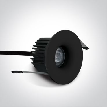 ONE Light Recessed Spots Fixed LED - spot à encastrer - Ø 80 mm, Ø 60 mm taille d'encastrement - 6,5W dimmable LED inclus - IP65 - noir