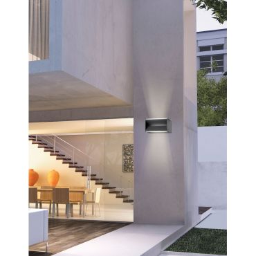 Nova Luce Twin - applique murale d'extérieur - 20 x 10 x 10 cm - 2 x 5W LED inclus - IP54 - gris foncé