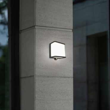 Lutec Doblo - Applique solaire extérieure avec détecteur de mouvement - 17 x 15 x 9 cm - 12W LED inclus - IP44 - gris foncé