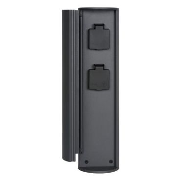 Lucide Powerpoint - poteau avec prises - 10 x 10 x 40 cm - IP44 - noir - prises de terre à 2 broches (version belge)