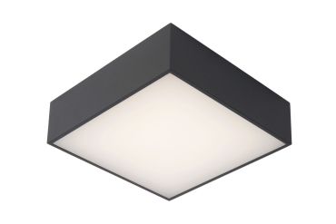 Lucide Roxane - plafonnier - 24 x 24 x 7,1 cm - 10W LED inclus - IP54 - anthracite
