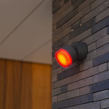 Lutec Dropsi - applique murale d'extérieur - éclairage intelligent - Lutec Connect - 9,4 x 9,4 x 11,5 cm - 9,5W LED inclus - IP44 - gris foncé