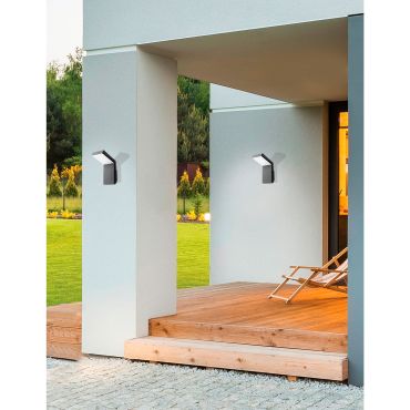 Nova Luce Park - applique murale extérieure - 8 x 14 x 18 cm - 6W LED inclus - IP54 - gris foncé